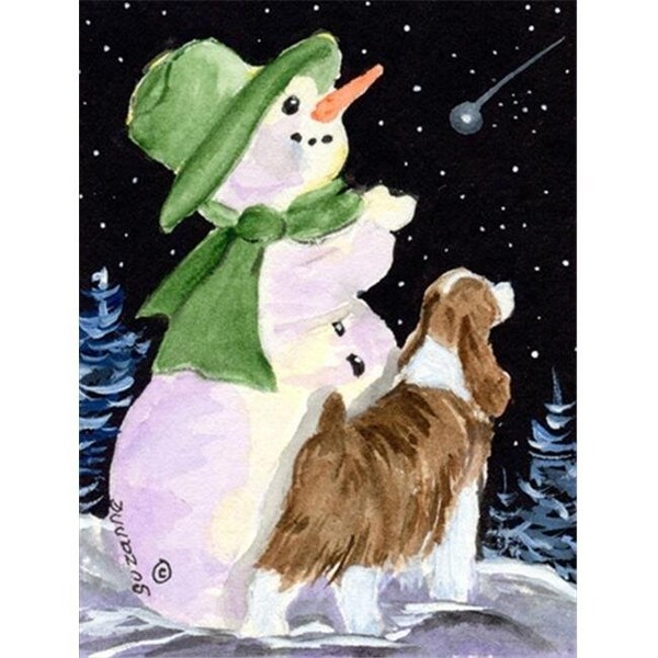 Patioplus 11 x 15 In. Snowman With English Springer Spaniel Flag; Garden Size PA246693 - main